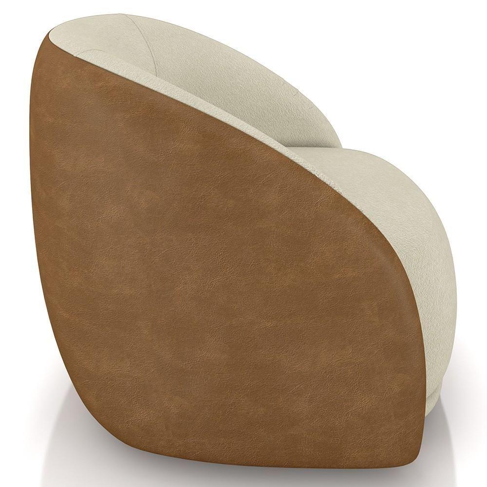 Poltrona Decorativa Giratória Kit 2 Lya M22 Boucle Bege/sintético Marrom - Mpozenato - 6