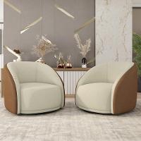 Poltrona Decorativa Giratória Kit 2 Lya M22 Boucle Bege/sintético Marrom - Mpozenato - 7