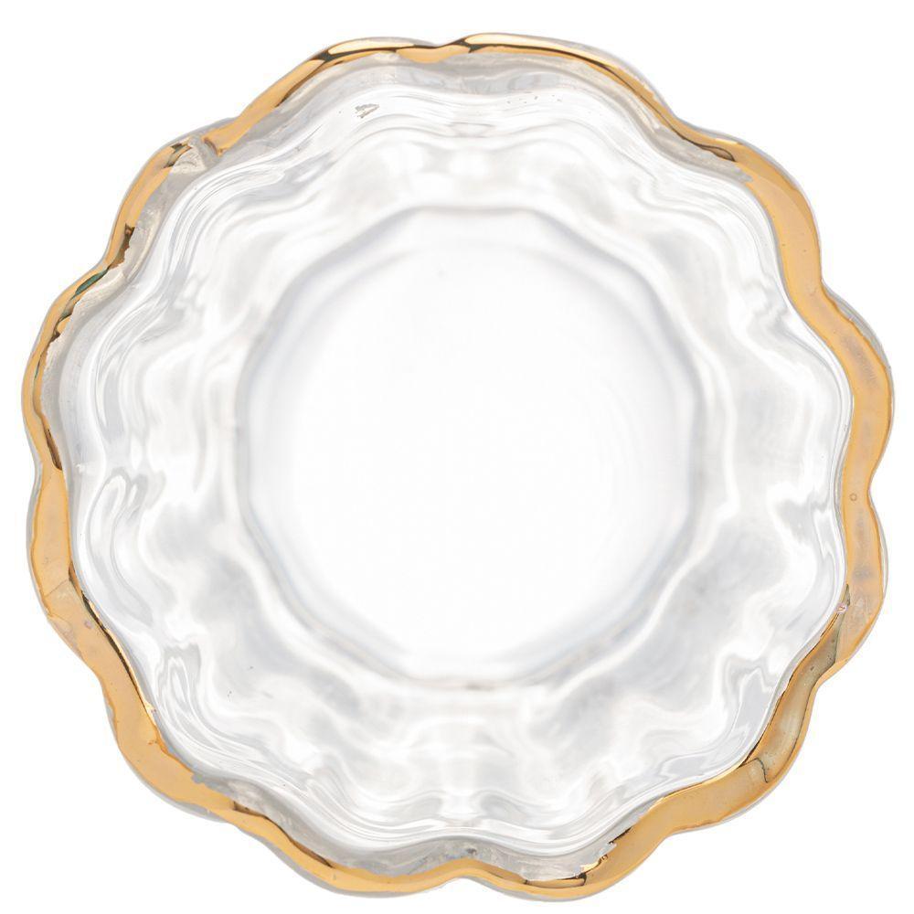 Vaso De Vidro Transparente Com Borda Dourada Para Flores Arranjos Plantas 10x30cm Wolff - 6