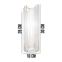 Vaso De Vidro Transparente Com Borda Dourada Para Flores Arranjos Plantas 10x30cm Wolff - 2