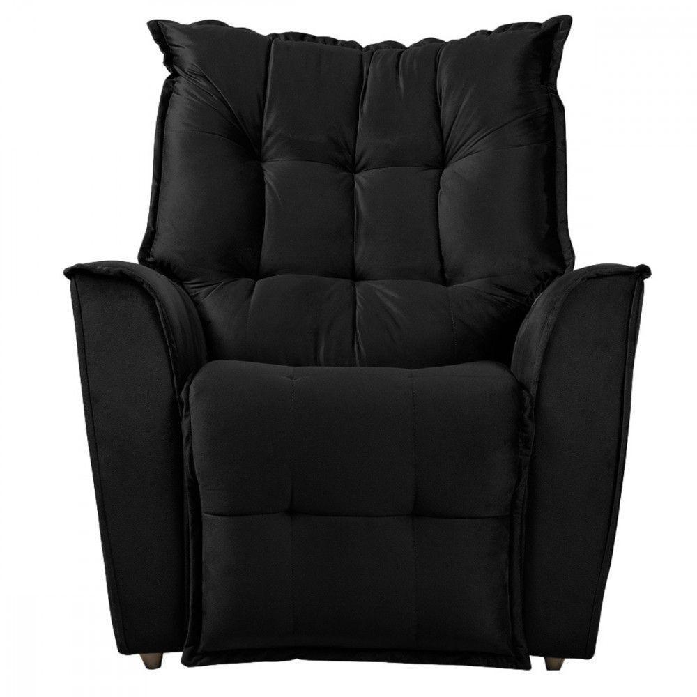 Poltrona Do Papai Reclinavel Para Sala King Tecido Veludo Preto - 1