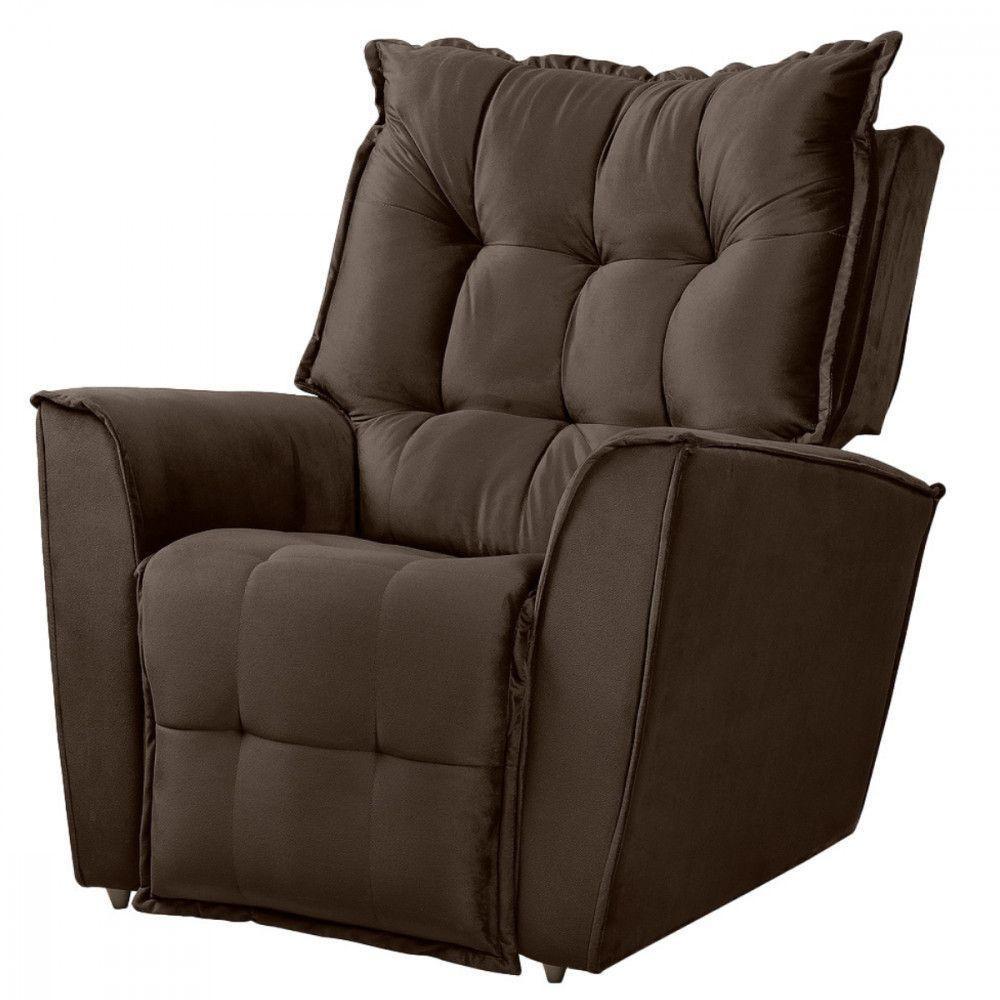 Poltrona Reclinavel Do Papai Para Sala King Veludo Chocolate Chocolate - 1
