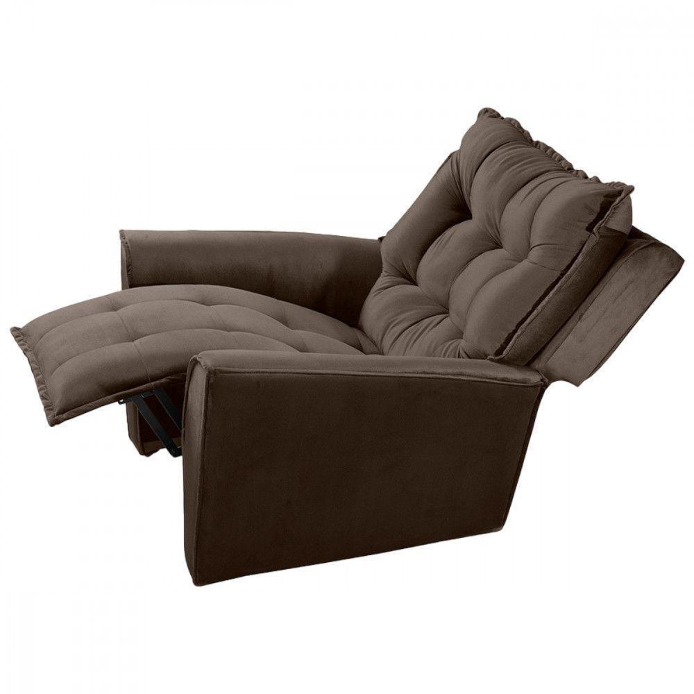 Poltrona Reclinavel Do Papai Para Sala King Veludo Chocolate Chocolate - 4