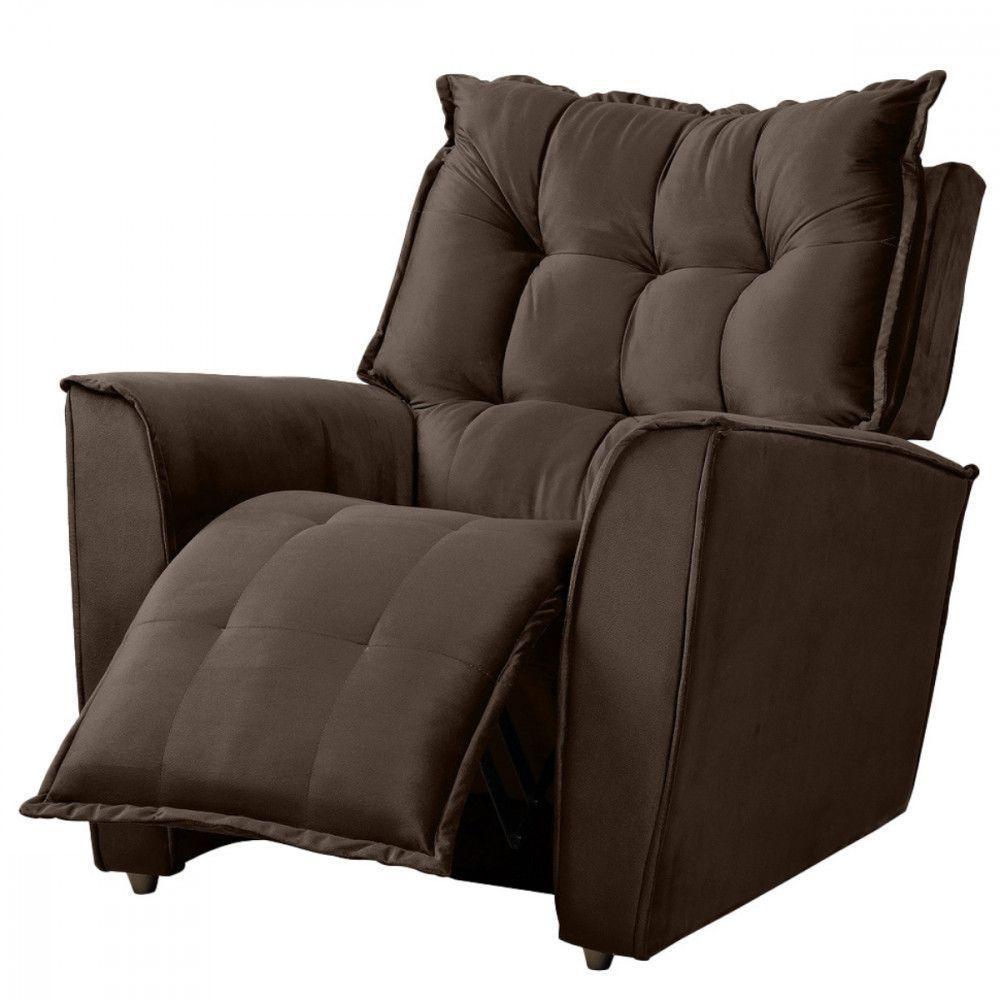 Poltrona Reclinavel Do Papai Para Sala King Veludo Chocolate Chocolate - 7