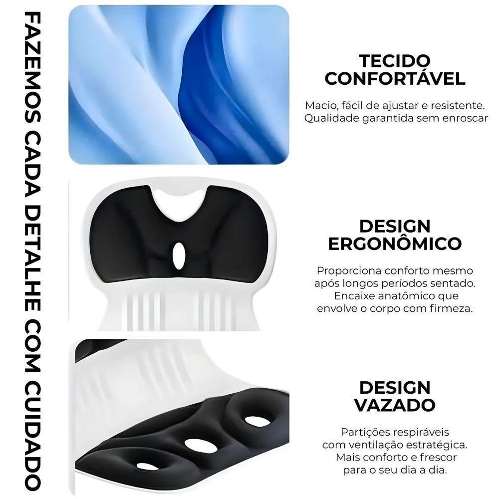 Almofada De Apoio Lombar Cadeira Correção De Coluna G - Azul - 5