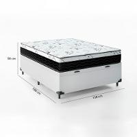 Cama Box Baú Casal 138 Tecido Sintético Branco Com Colchão Espuma D33 One Face Preto - Bello Box - 58x138x188 - 3