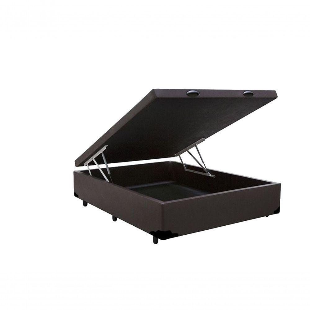 Cama Box Baú Casal 138 Tecido Sintético Marrom Com Colchão Lisboa Bello Box Espuma D28 Preto - 4