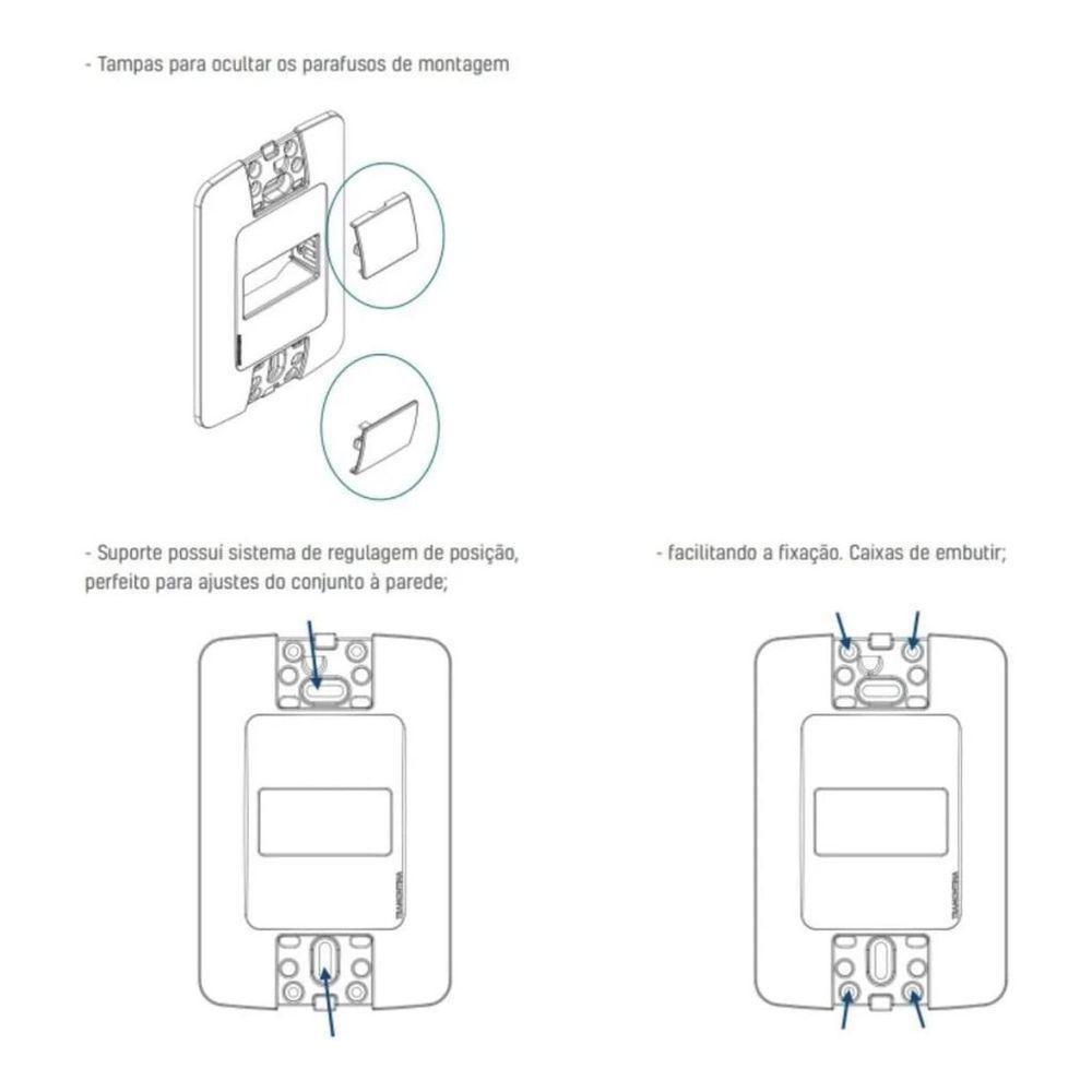 Conjunto 4x2 Com 1 Interruptor Simples 6 A 250 V E 1 Tomada 2p+t 10 A 250 V Tramontina Aria Branco - 2