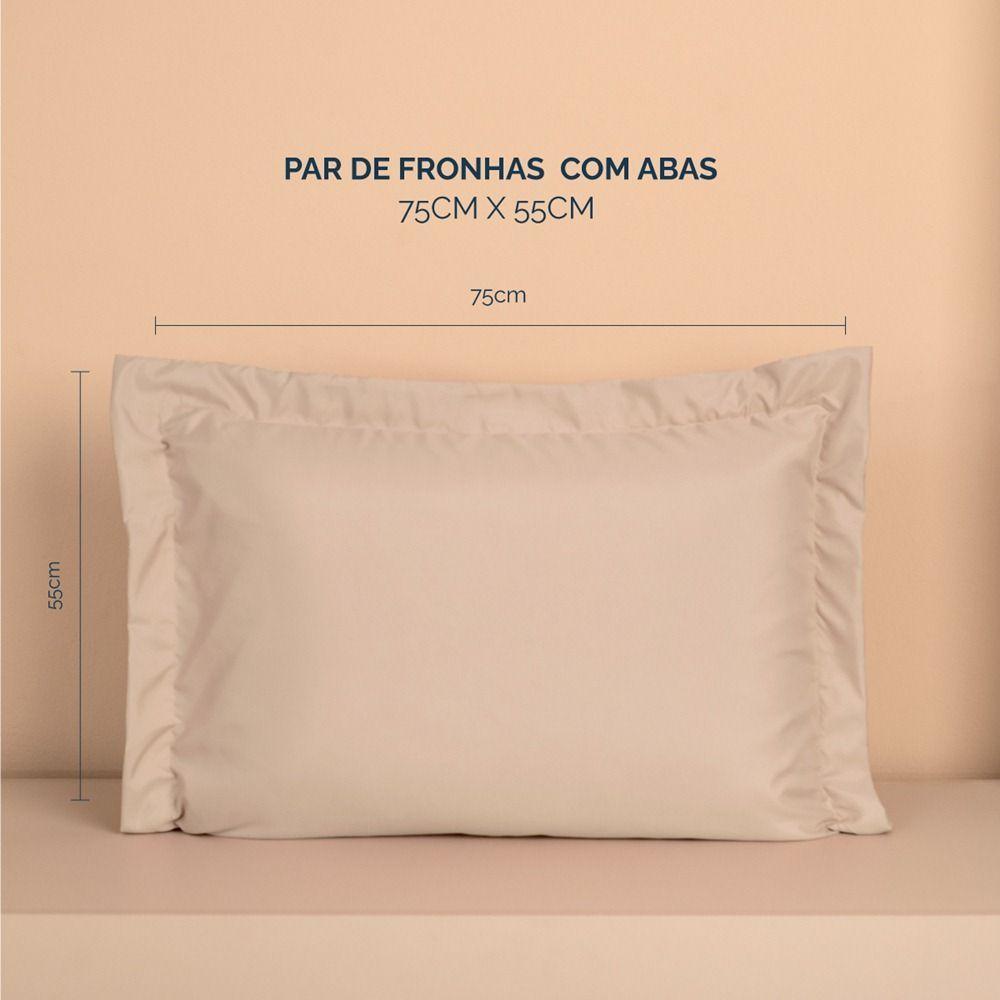Kit 2 Fronhas Slim Com 3 Abas 50cm X 70cm Micropercal 200 Fios - Bege - 4
