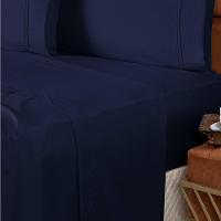 Jogo De Lençol Casal Padrão Confort Micropercal 300 Fios Toque De Algodão 4 Peças - Marinho - 2