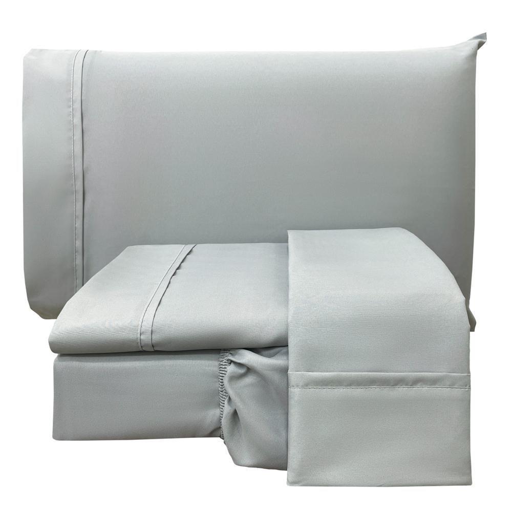 Jogo De Lençol King Confort Micropercal 300 Fios Toque De Algodão 4 Peças - Cinza - 1