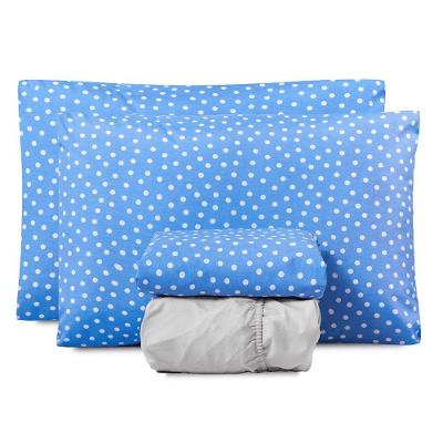 Jogo De Lençol Casal Padrão Classic Estampado 160 Fios 4 Peças - Poa Azul