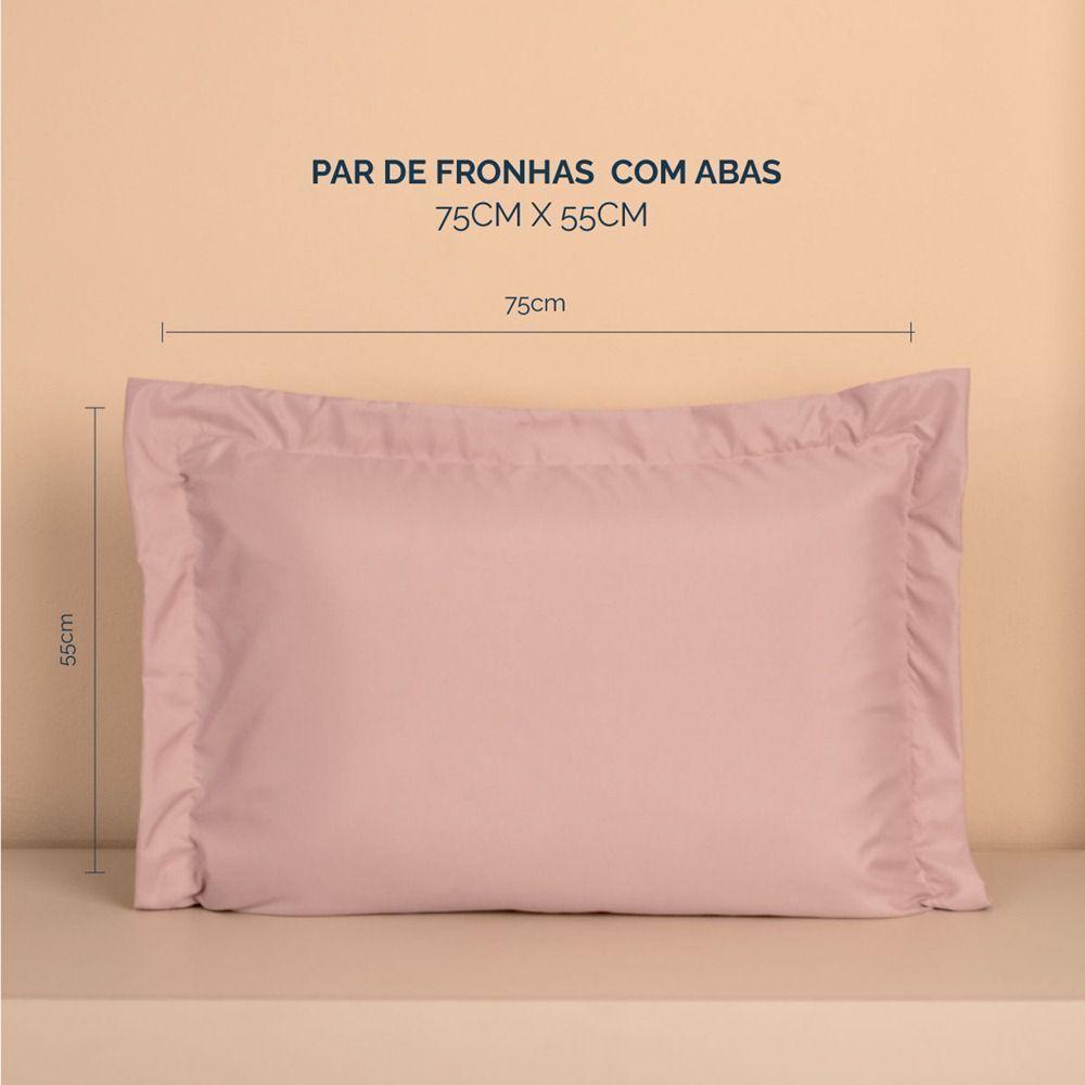 Kit 2 Fronhas Slim Com 3 Abas 50cm X 70cm Micropercal 200 Fios - Rose - 4