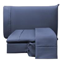 Jogo De Lençol Queen Confort Micropercal 300 Fios Toque De Algodão 4 Peças - Jeans - 1