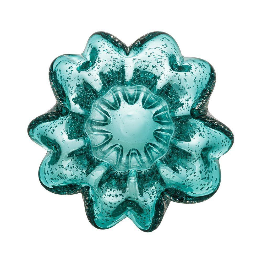 Vaso Murano Vidro Italy Azul Turquesa 19x24cm Wolff - 2