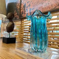 Vaso Murano Vidro Italy Azul Turquesa 19x24cm Wolff - 5