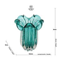 Vaso Murano Vidro Italy Azul Turquesa 19x24cm Wolff - 6