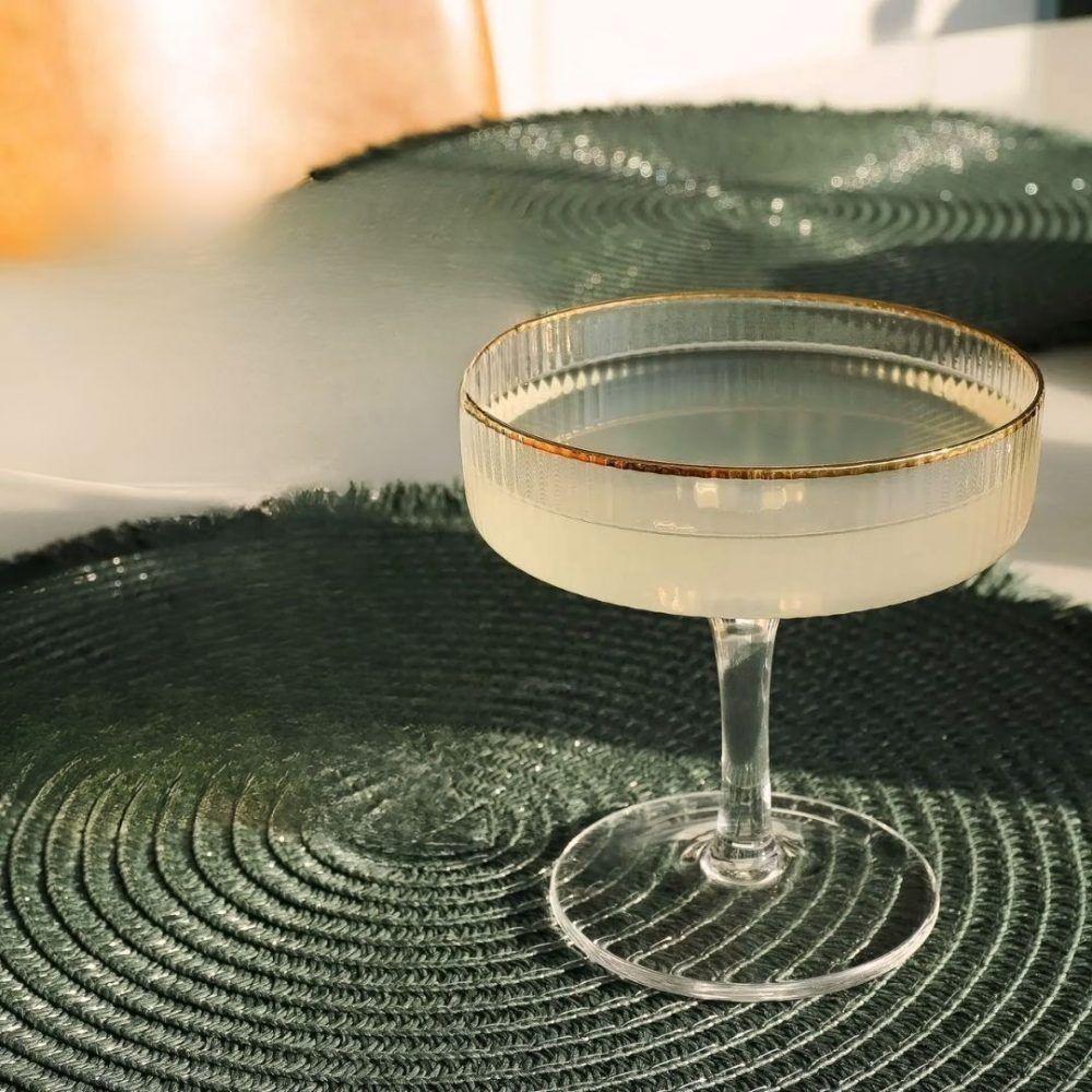 Taça De Vidro Coupe C/ Borda Dourada Lines Wollf 200ml - 5