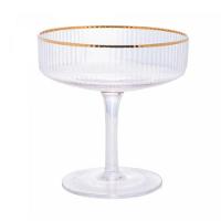 Taça De Vidro Coupe C/ Borda Dourada Lines Wollf 200ml - 1