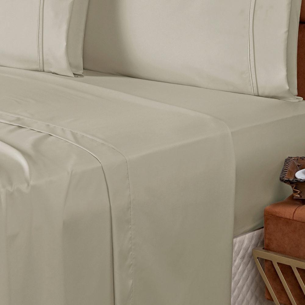 Jogo De Lençol King Confort Micropercal 300 Fios Toque De Algodão 4 Peças - Palha - 2