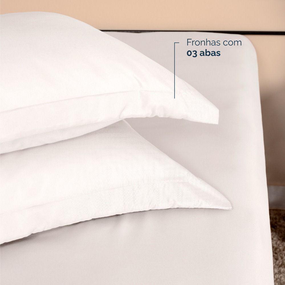 Kit 2 Fronhas Slim Com 3 Abas 50cm X 70cm Micropercal 200 Fios - Branco - 3