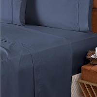 Jogo De Lençol Casal Padrão Confort Micropercal 300 Fios Toque De Algodão 4 Peças - Jeans - 2