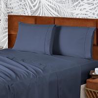 Jogo De Lençol Casal Padrão Confort Micropercal 300 Fios Toque De Algodão 4 Peças - Jeans - 3