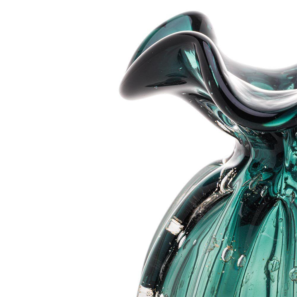 Vaso Murano Vidro Verde Esmeralda E Dourado 10x11cm Wolff - 3