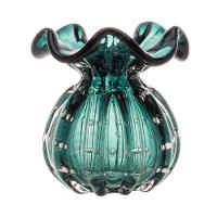 Vaso Murano Vidro Verde Esmeralda E Dourado 10x11cm Wolff - 1