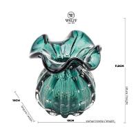 Vaso Murano Vidro Verde Esmeralda E Dourado 10x11cm Wolff - 2