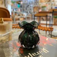 Vaso Murano Vidro Verde Esmeralda E Dourado 10x11cm Wolff - 7