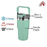 Garrafa Copo Térmico Parede Dupla Em Aço Inox Verde 650ml - 2