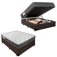 Cama Box Baú Casal Sintético + Colchão De Espuma D33 - Sereneprime - 138cm Marrom - 1