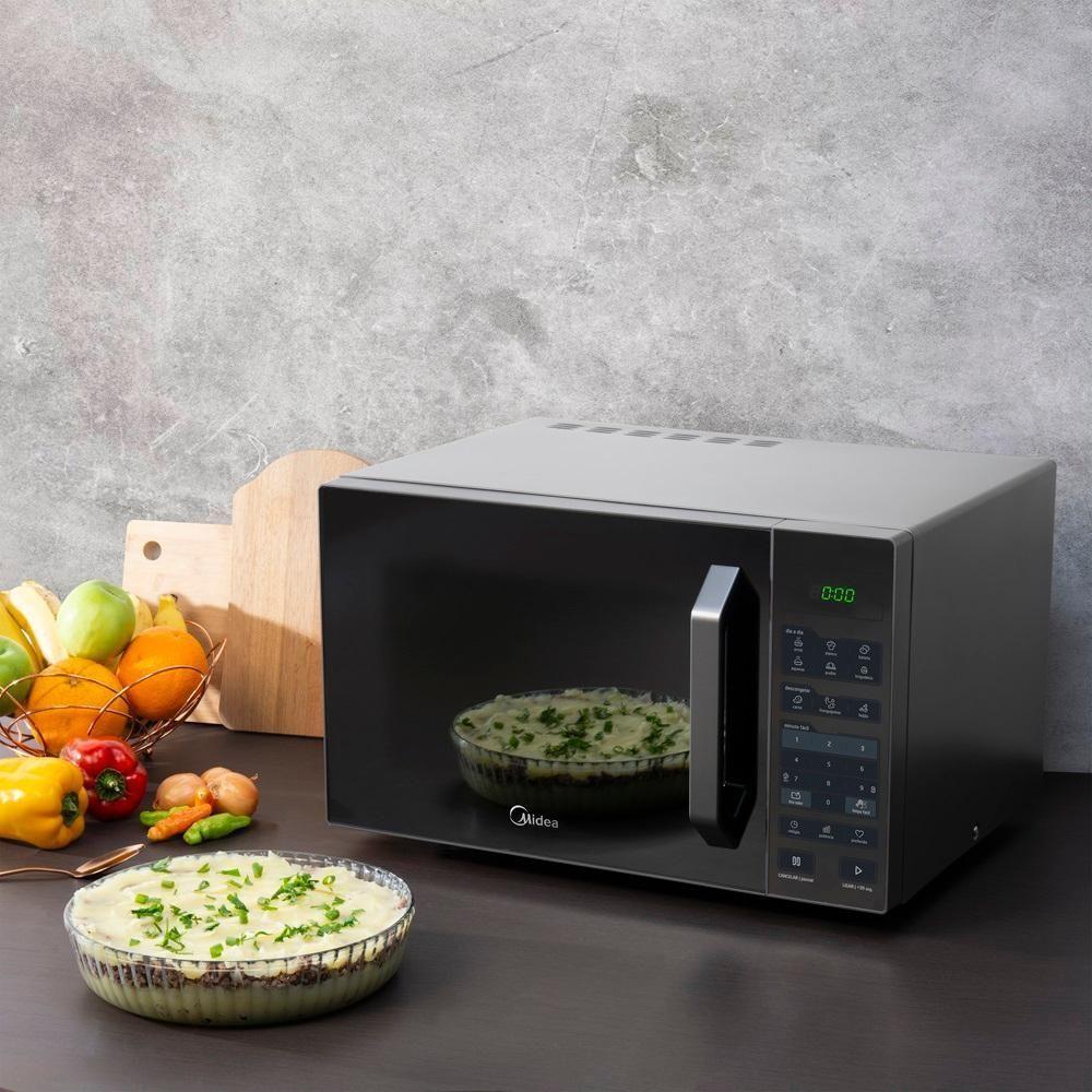 Forno Micro-ondas Midea 27 Litros 800W Prata Com Porta Espelhada MXSA27S1 110V - 3