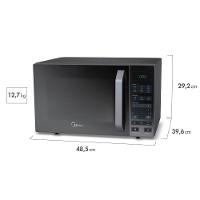 Forno Micro-ondas Midea 27 Litros 800W Prata Com Porta Espelhada MXSA27S1 110V - 7