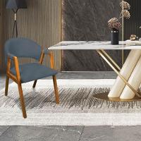 Cadeira Sala De Jantar Em Madeira Yara Suede Azul Marinho D03 - D'rossi - 2