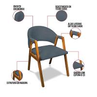 Cadeira Sala De Jantar Em Madeira Yara Suede Azul Marinho D03 - D'rossi - 3