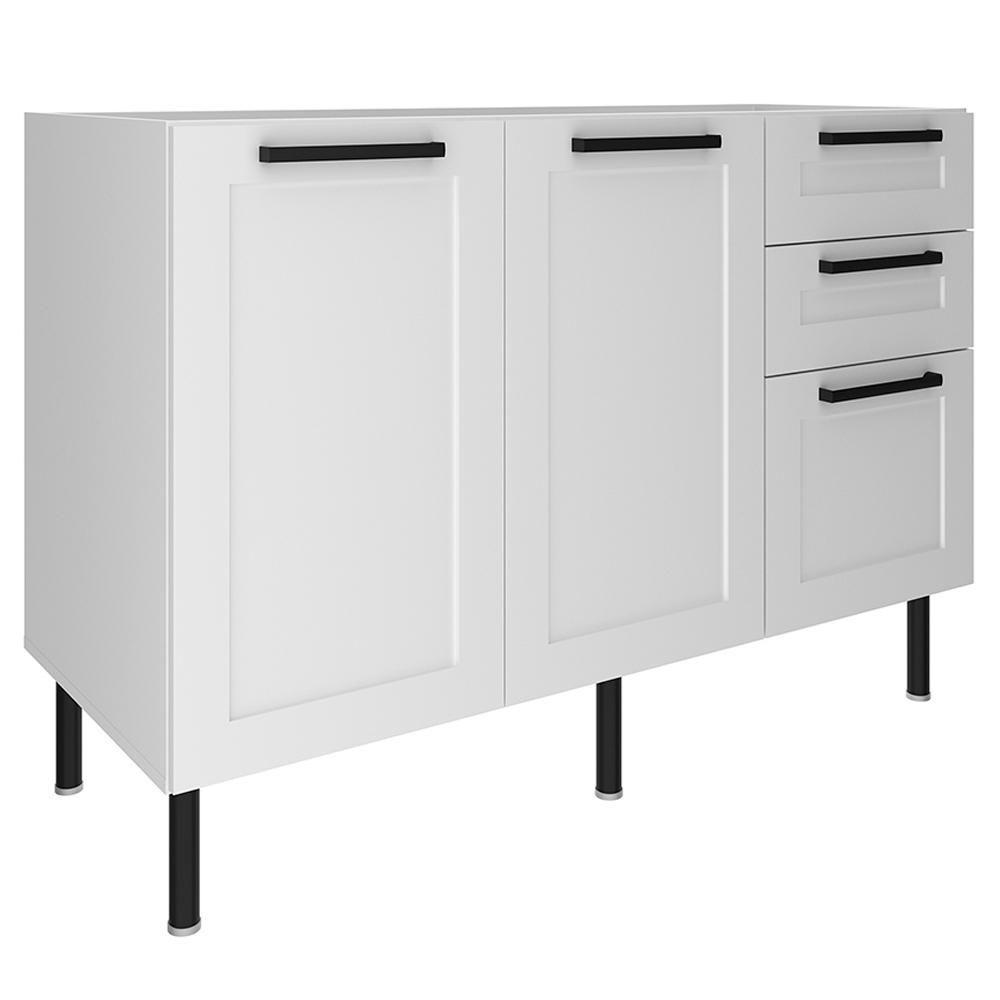Balcao Para Pia Sem Tampo 120 Cm Mdf 2 Portas 3 Gavetas Cz3300 Branco Tecno Mobili - 1