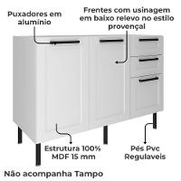 Balcao Para Pia Sem Tampo 120 Cm Mdf 2 Portas 3 Gavetas Cz3300 Branco Tecno Mobili - 3