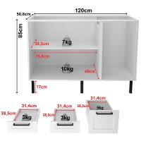 Balcao Para Pia Sem Tampo 120 Cm Mdf 2 Portas 3 Gavetas Cz3300 Branco Tecno Mobili - 6