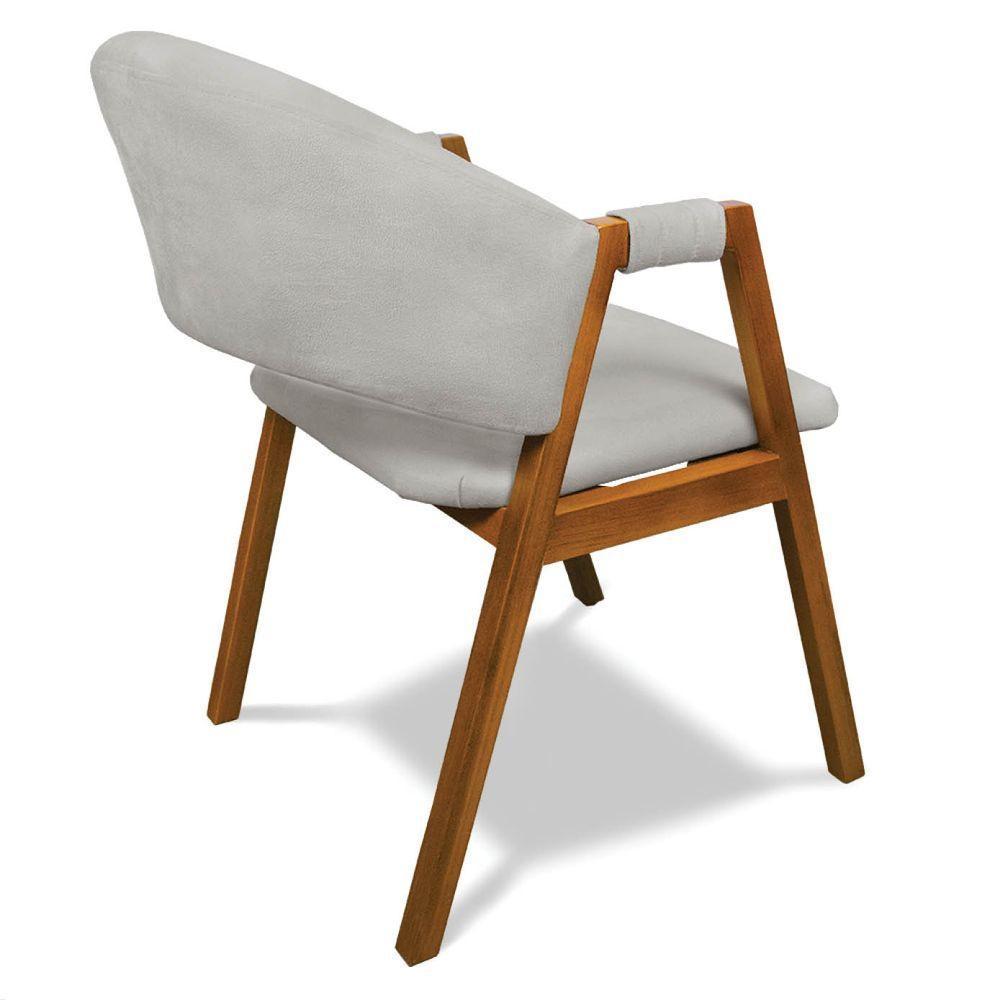Cadeira Sala De Jantar Em Madeira Kit 2 Yara Suede Cinza D03 - D'rossi - 7