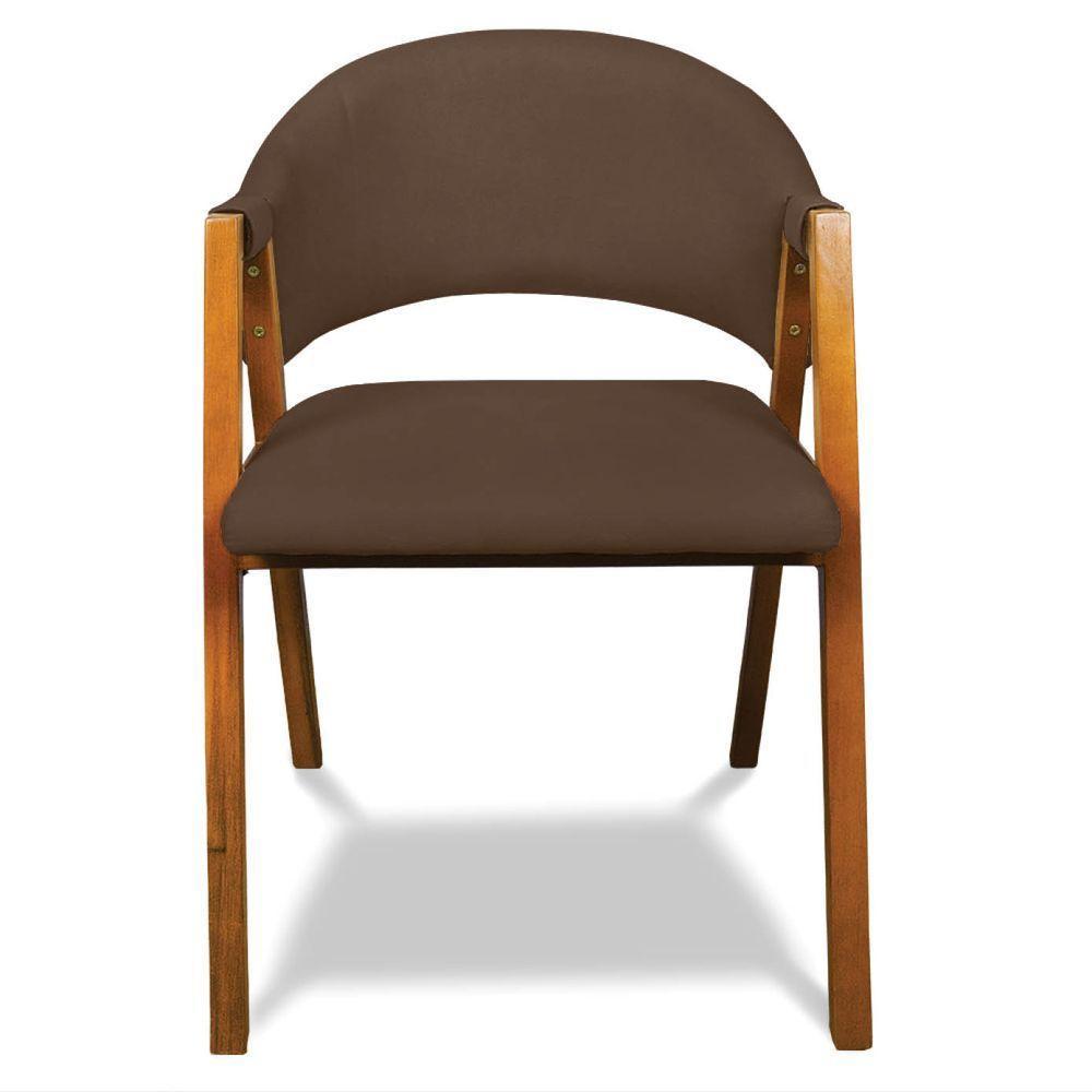 Cadeira Sala De Jantar Em Madeira Kit 2 Yara Suede Marrom D03 - D'rossi - 6