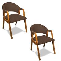Cadeira Sala De Jantar Em Madeira Kit 2 Yara Suede Marrom D03 - D'rossi - 1