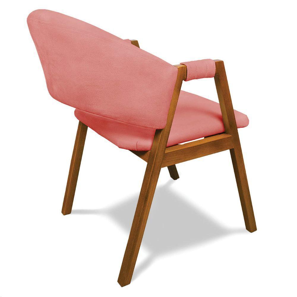 Cadeira Sala De Jantar Em Madeira Yara Suede Rosê D03 - D'rossi - 7