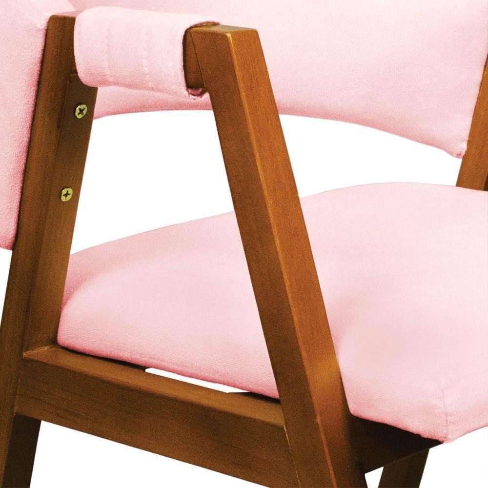 Cadeira Sala De Jantar Em Madeira Yara Suede Rosa Bebê D03 - D'rossi - 5