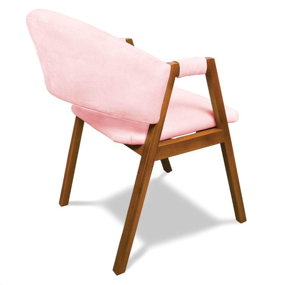 Cadeira Sala De Jantar Em Madeira Yara Suede Rosa Bebê D03 - D'rossi - 7
