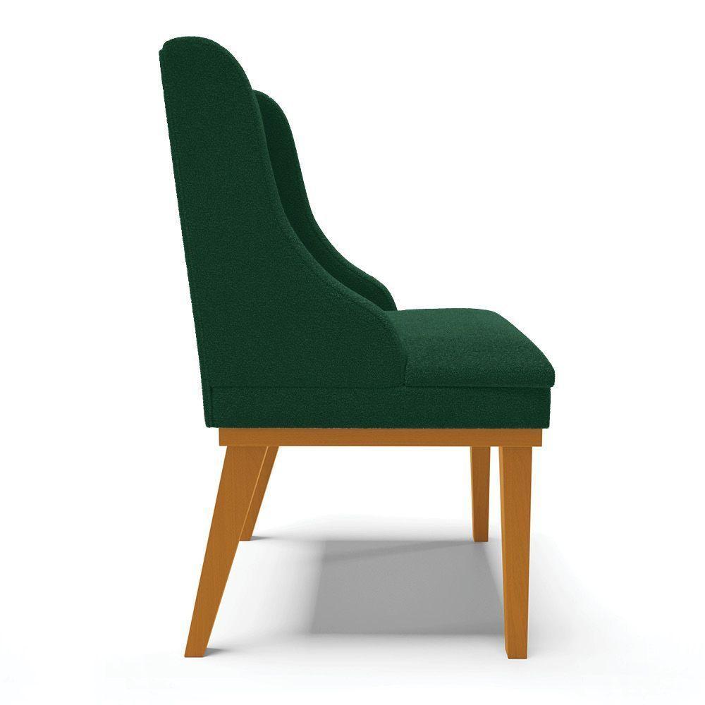 Cadeira Sala De Jantar Base Madeira Castanho Kit 2 Liz Bouclê Verde D03 - D'rossi - 7