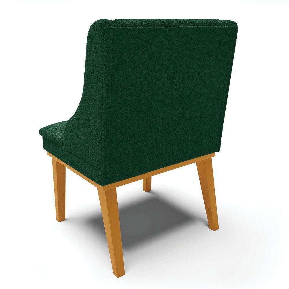 Cadeira Sala De Jantar Base Madeira Castanho Kit 2 Liz Bouclê Verde D03 - D'rossi - 8