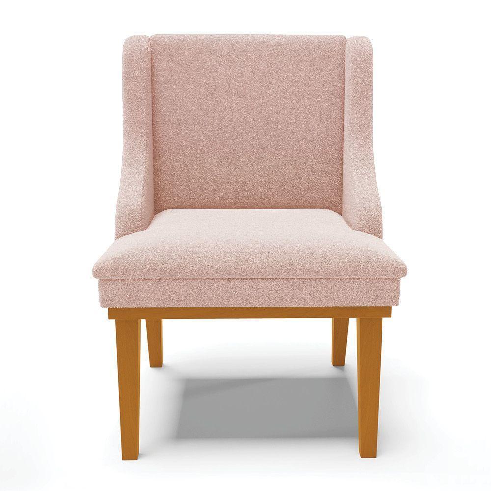 Cadeira Sala De Jantar Base Madeira Castanho Kit 4 Liz Bouclê Rosê D03 - D'rossi - 6