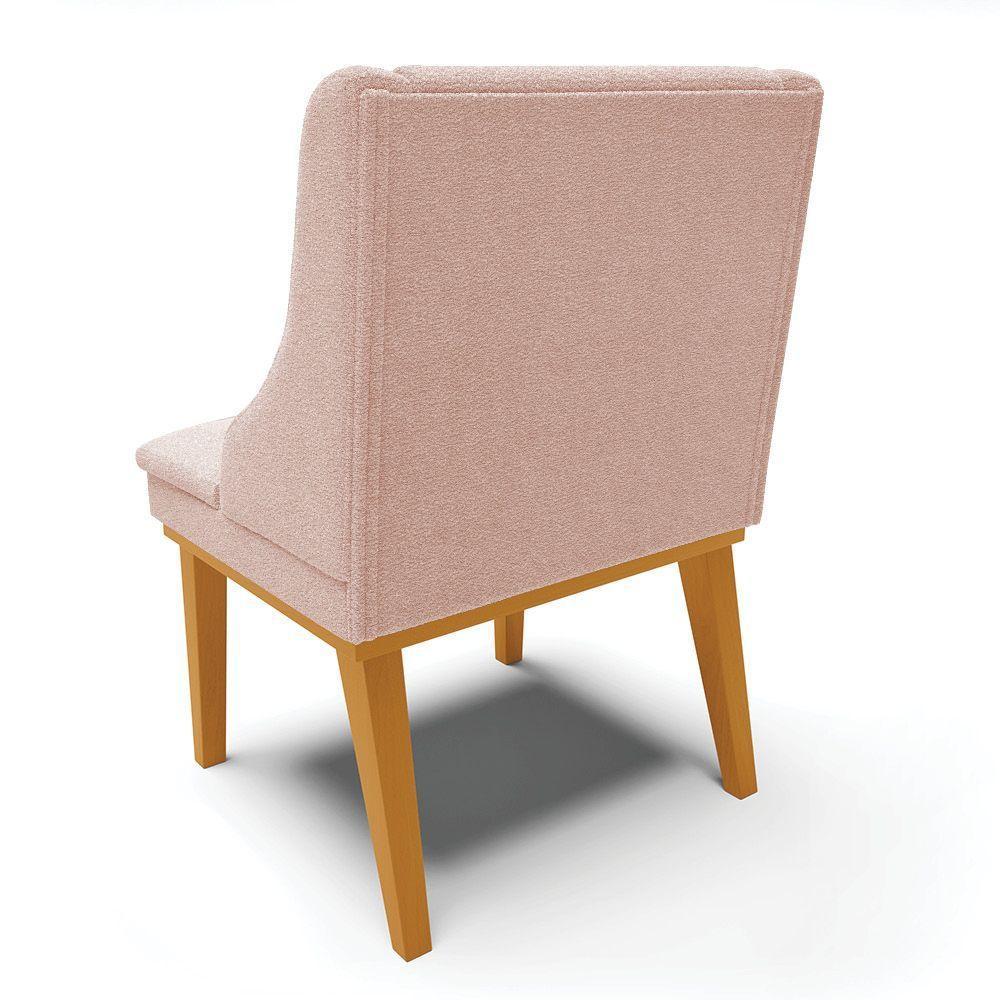 Cadeira Sala De Jantar Base Madeira Castanho Kit 4 Liz Bouclê Rosê D03 - D'rossi - 8